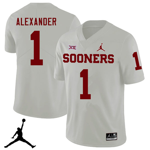 Jordan Brand Men #1 Dominique Alexander Oklahoma Sooners 2018 College Football Jerseys Sale-White